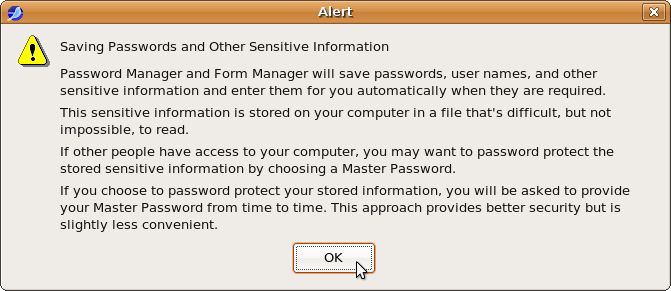 Password Manager warning